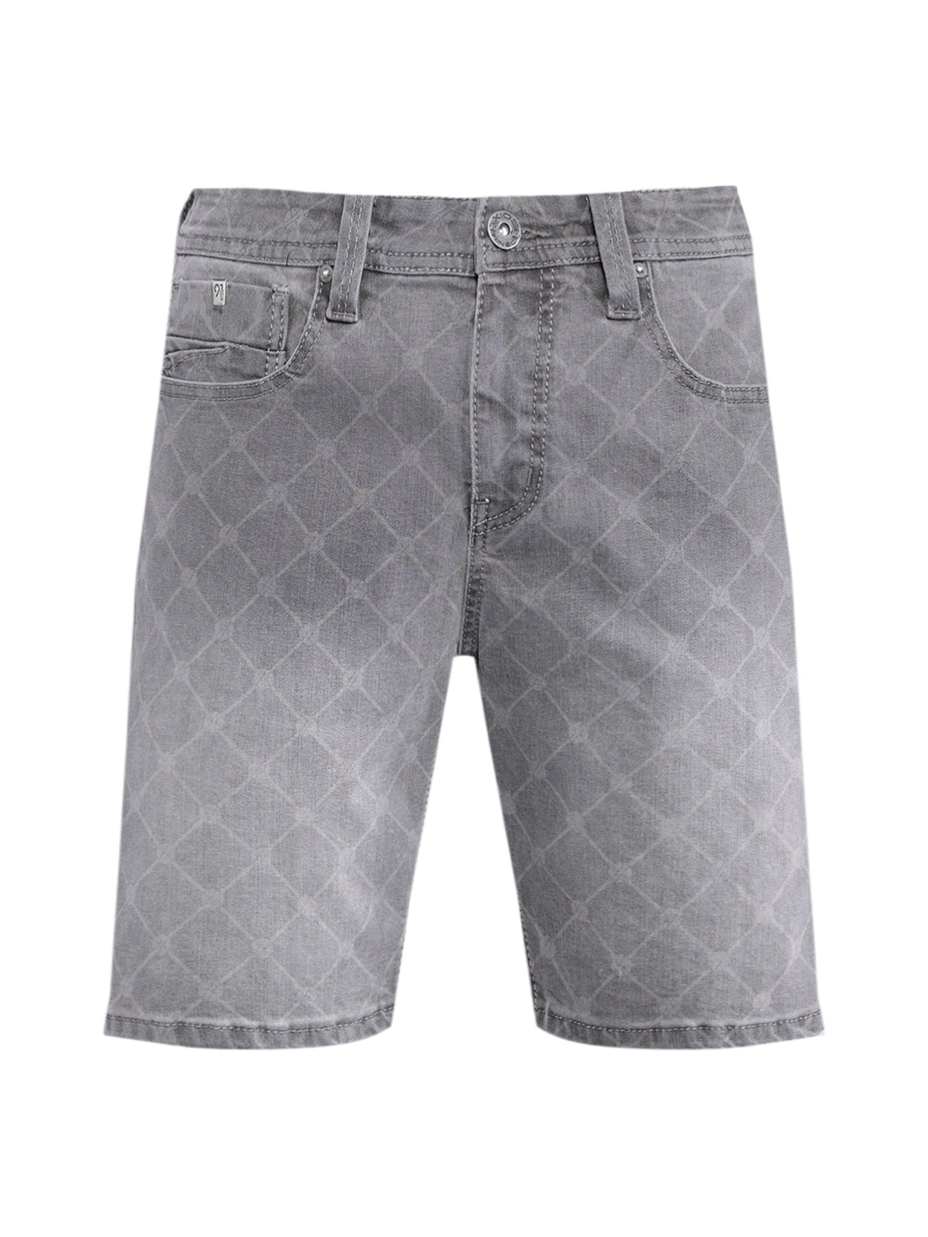Net Pattern Denim Shorts