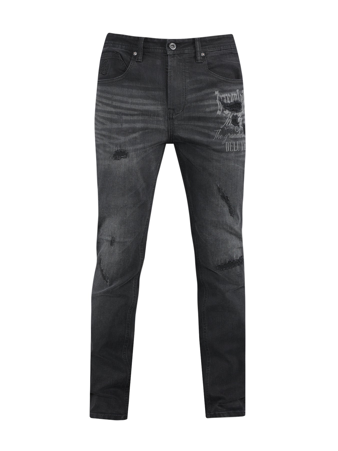 "Deluxe" Graphic Tapered Jeans