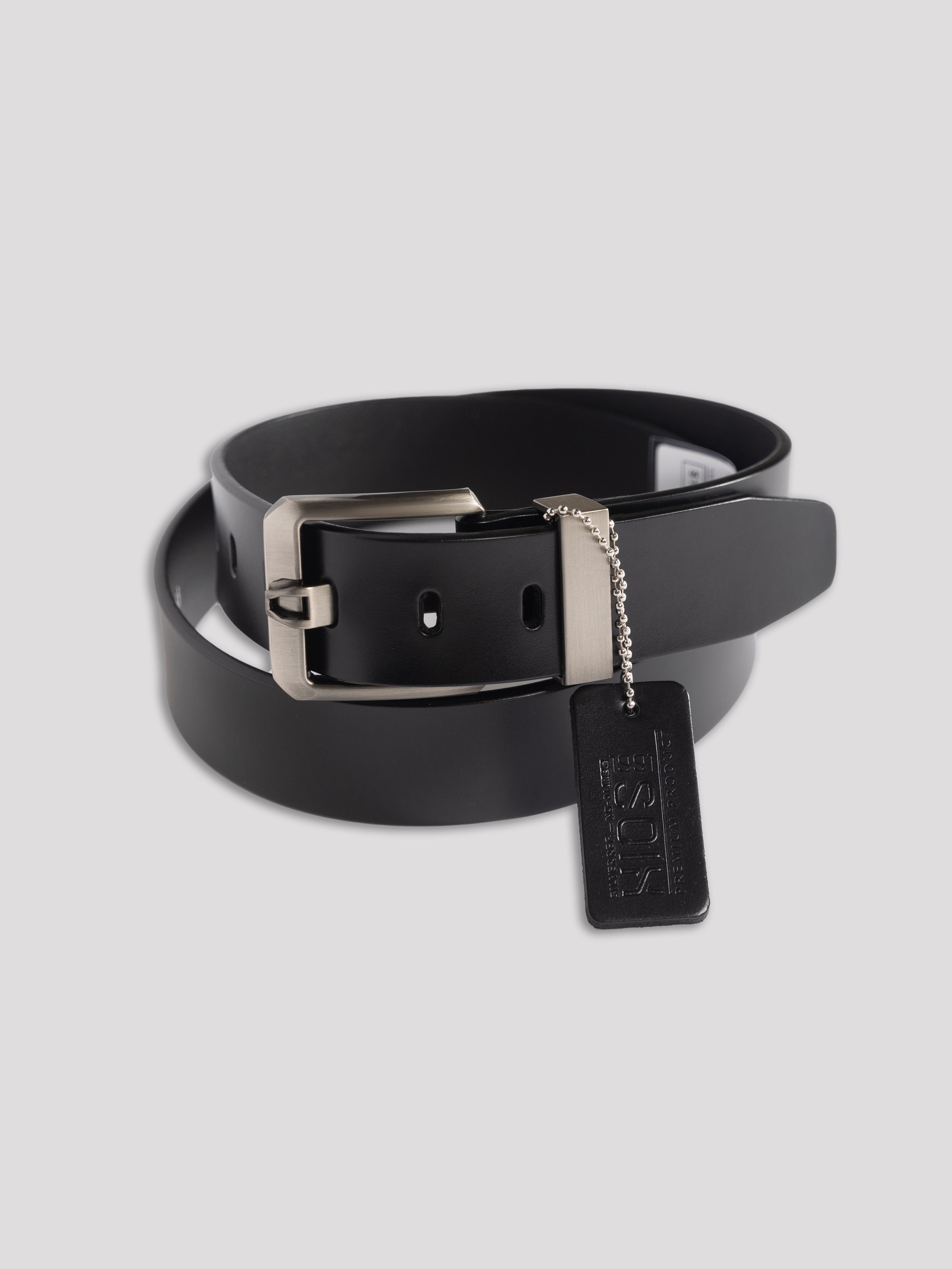 Wide Frame Style Black Leather Belt
