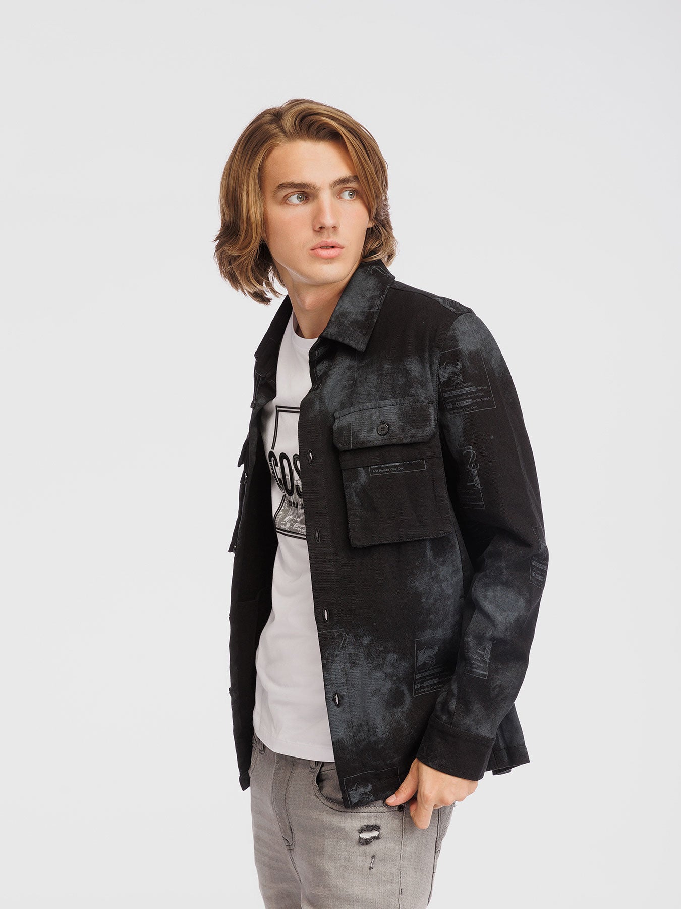 Graphic Denim Shirt Jacket