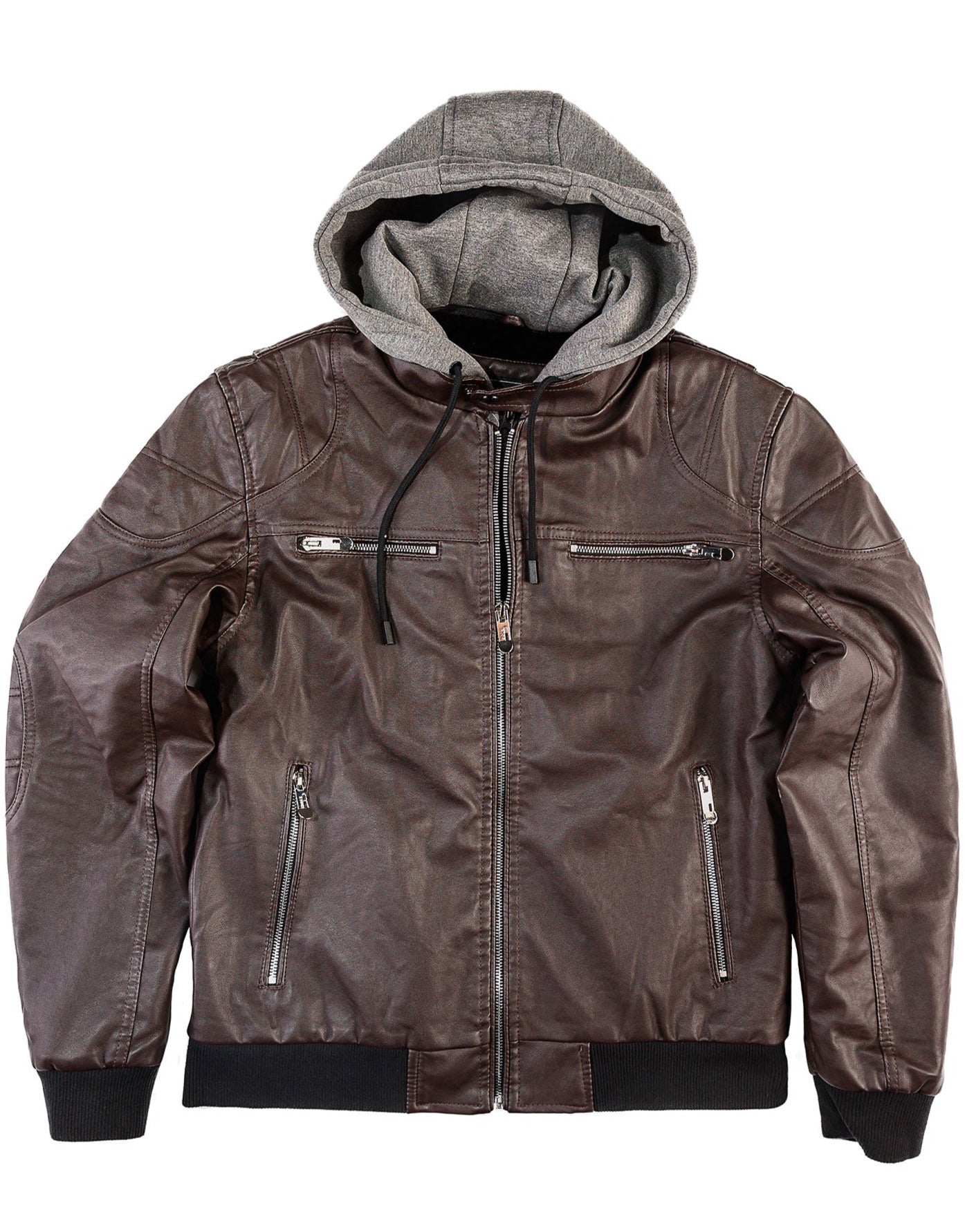Hooded Leatherette Jacket