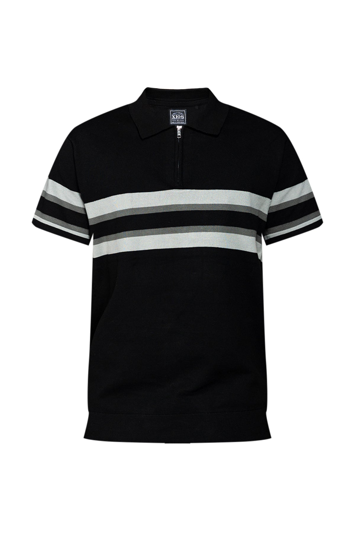 Striped Zip-Neck Polo Shirt