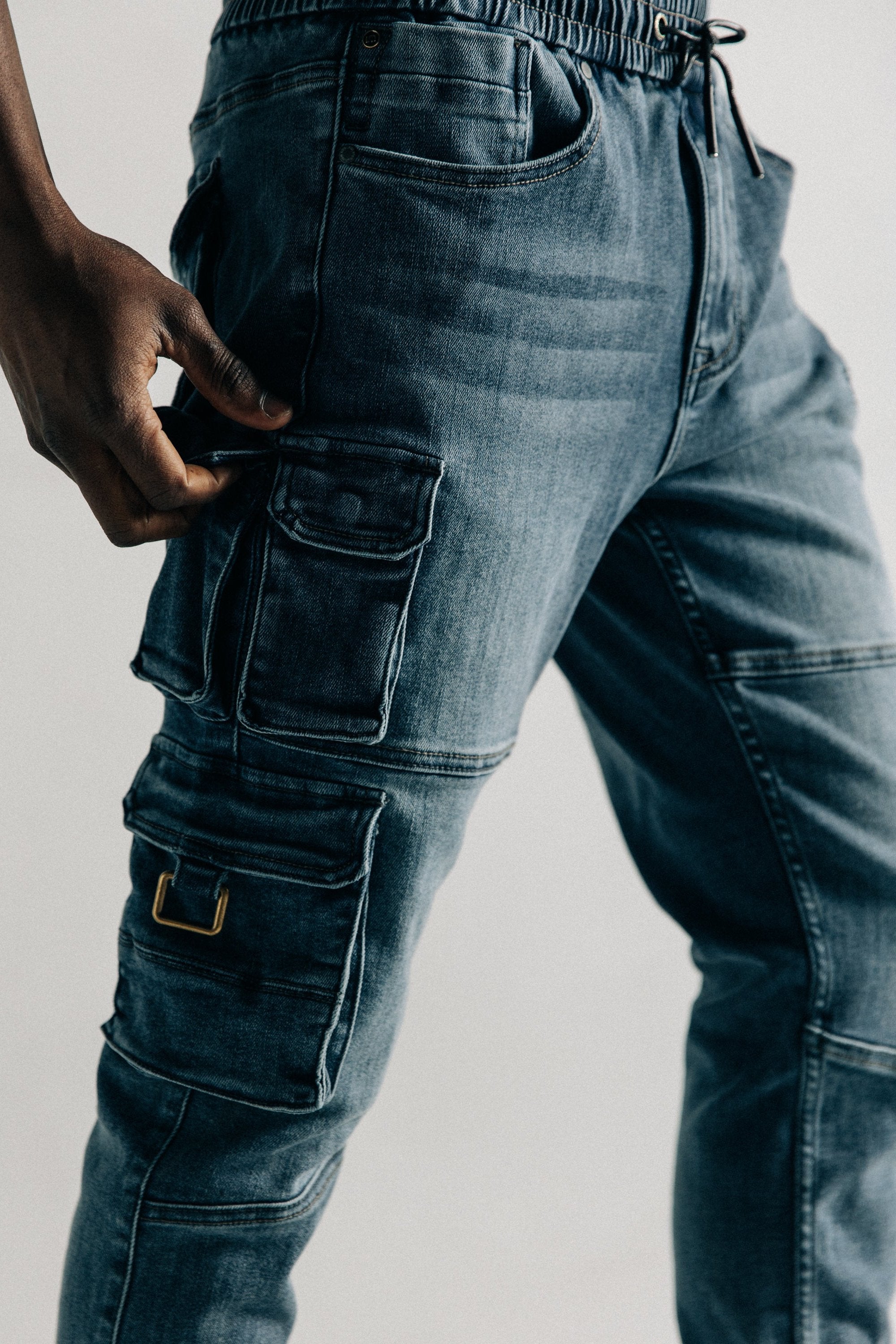 Denim Cargo Joggers