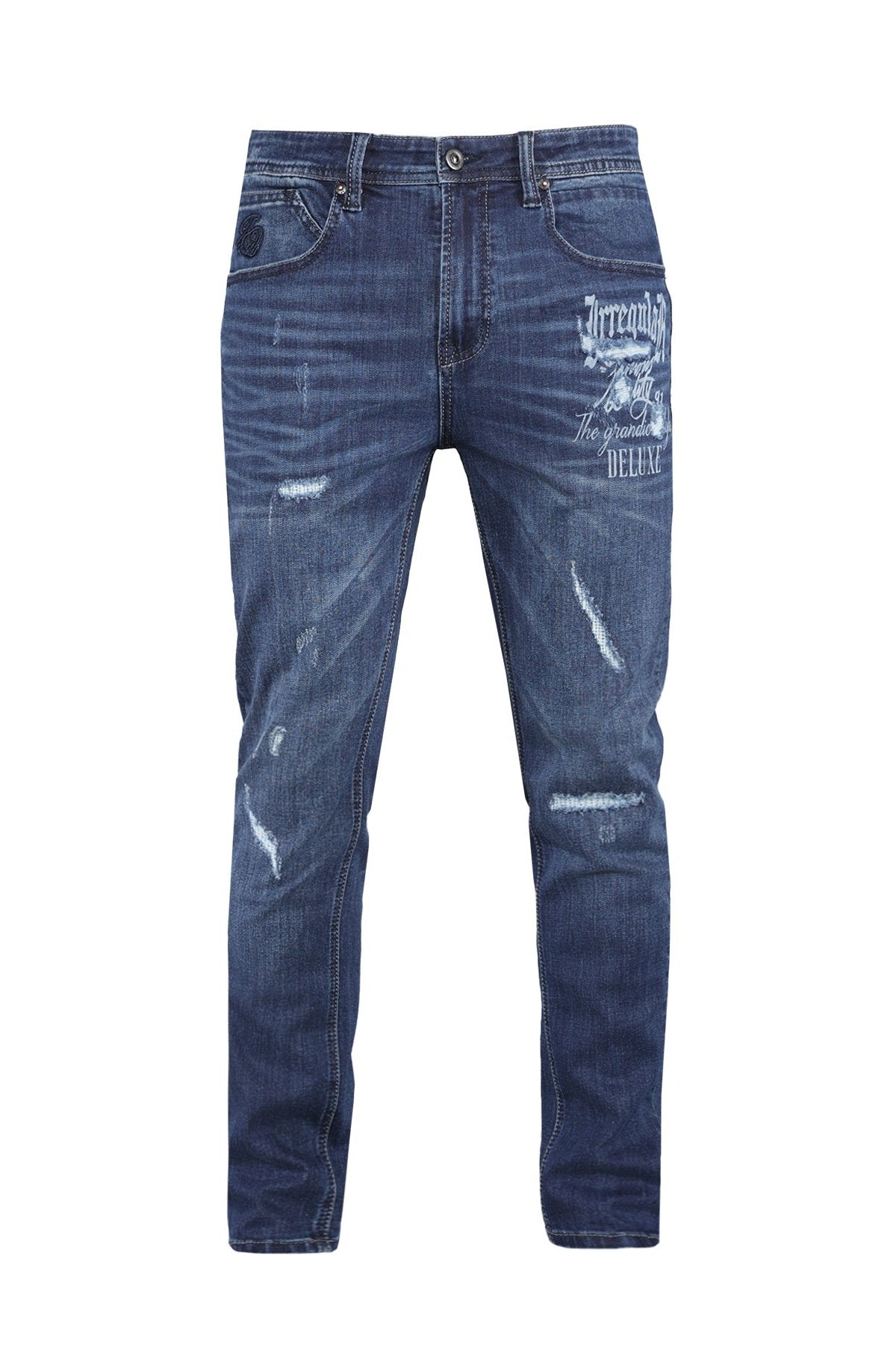 "Deluxe" Graphic Tapered Jeans