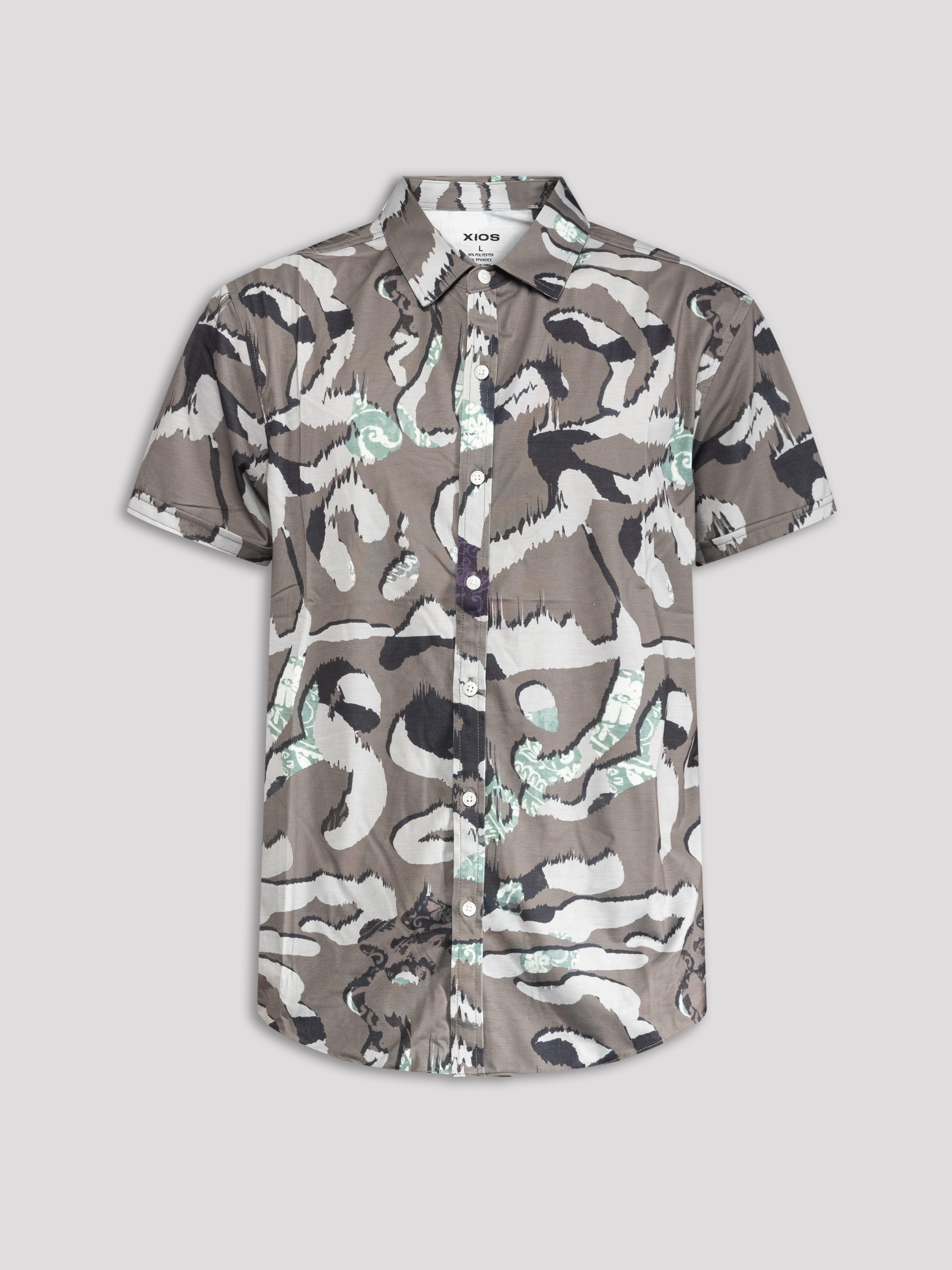 "Abstract" Short Sleeve Button-Up Shirt