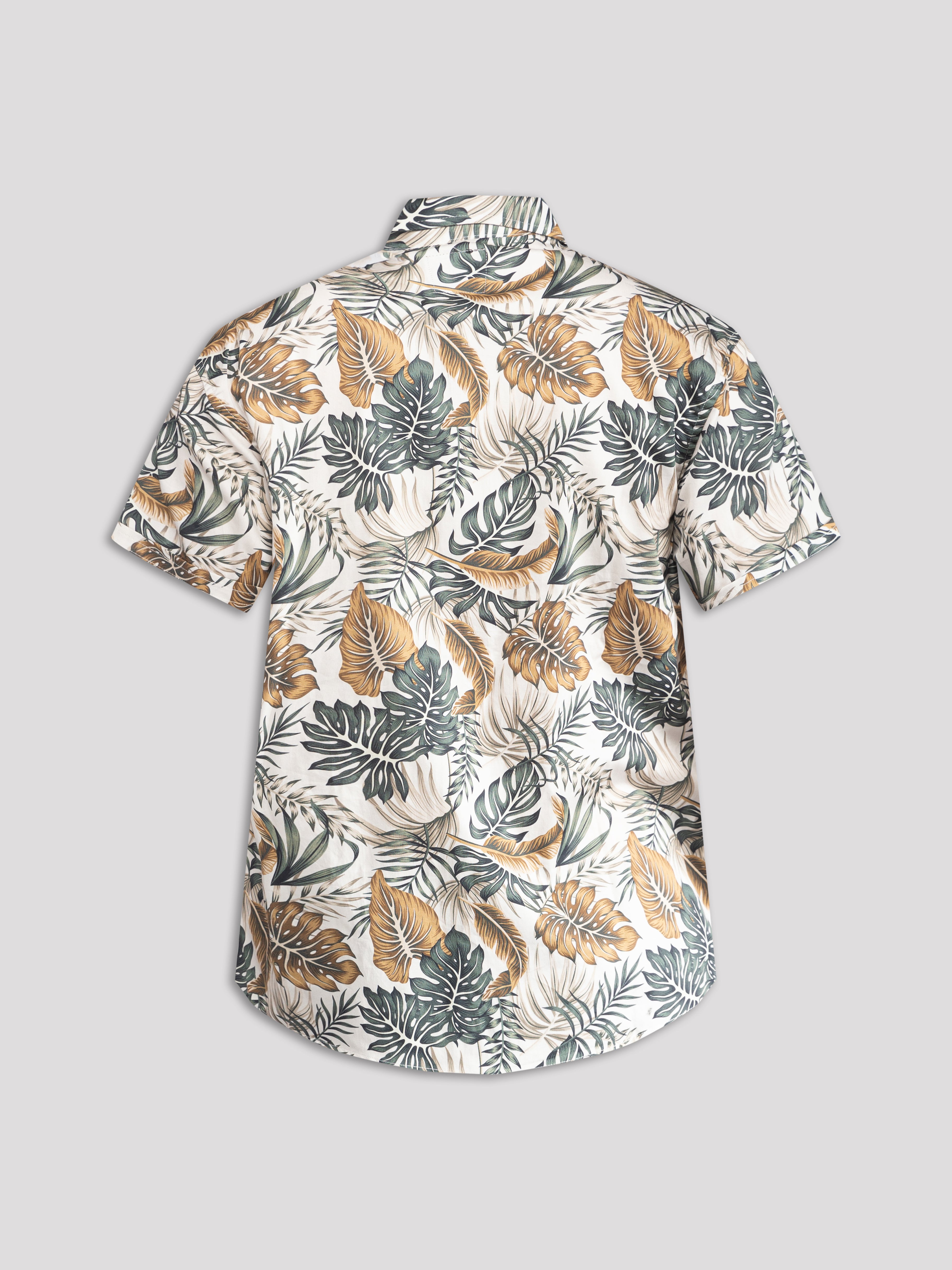 "Leaves" Short Sleeve Button-Up