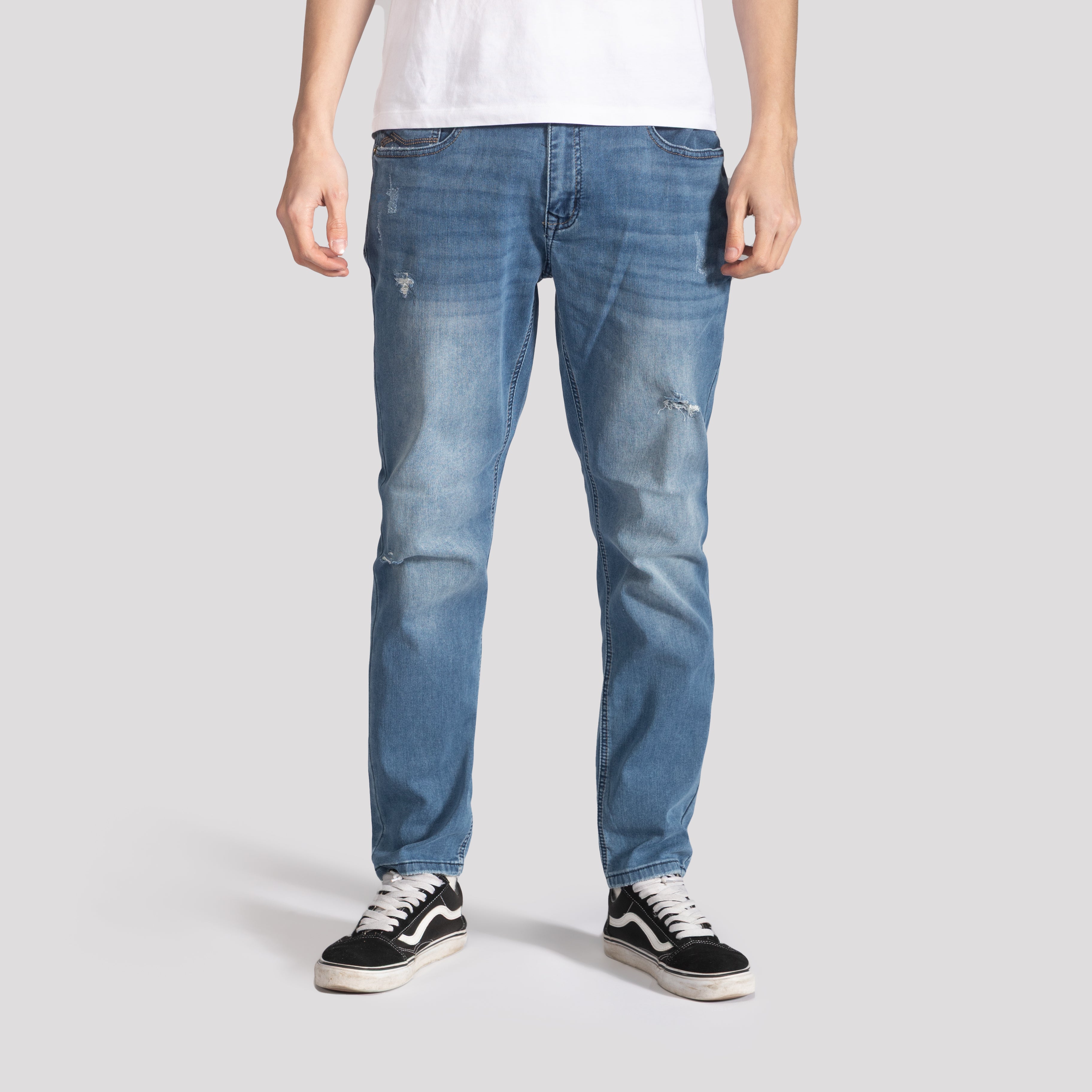 Lightly Ripped Knit Skinny Jeans - XIOS