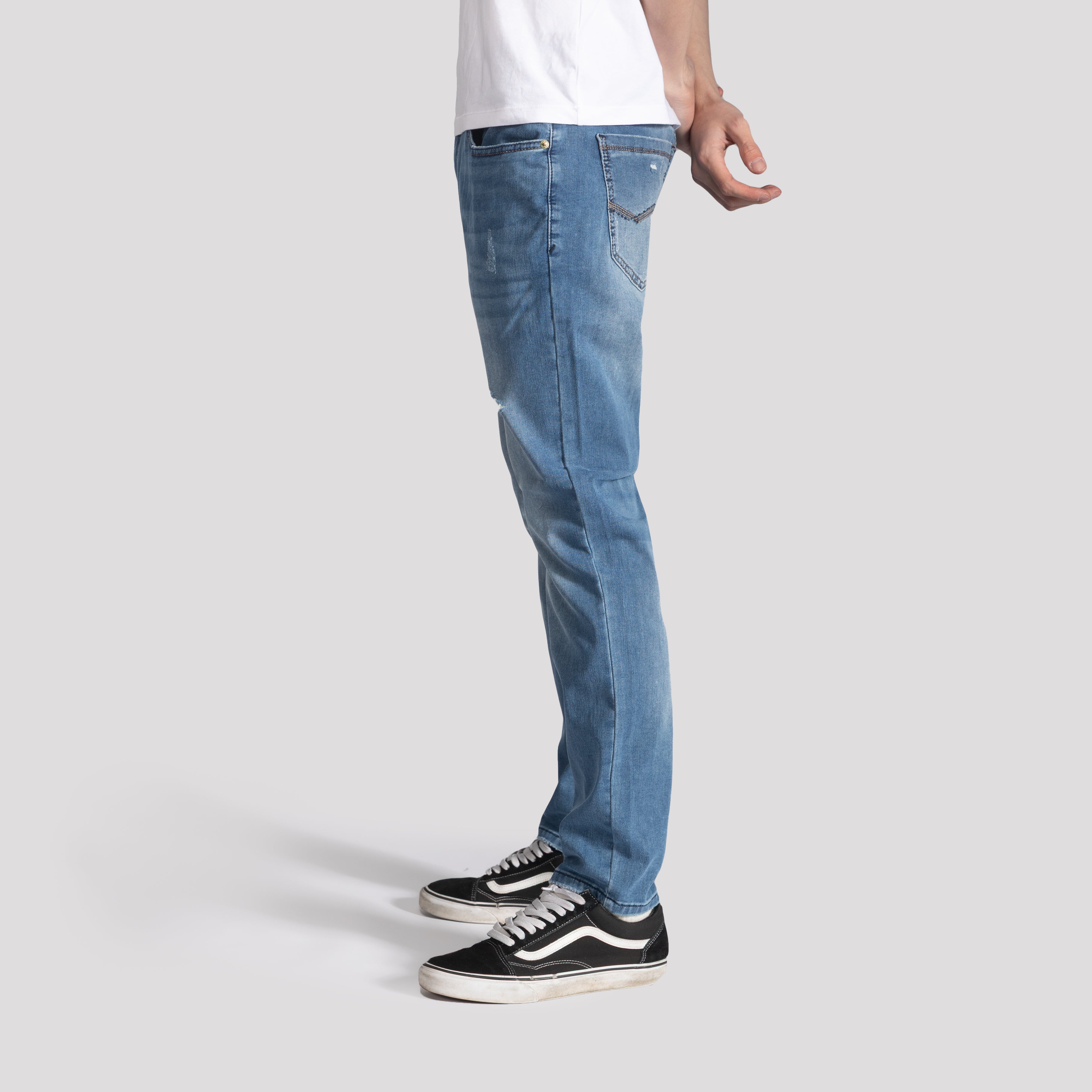 Lightly Ripped Knit Skinny Jeans - XIOS