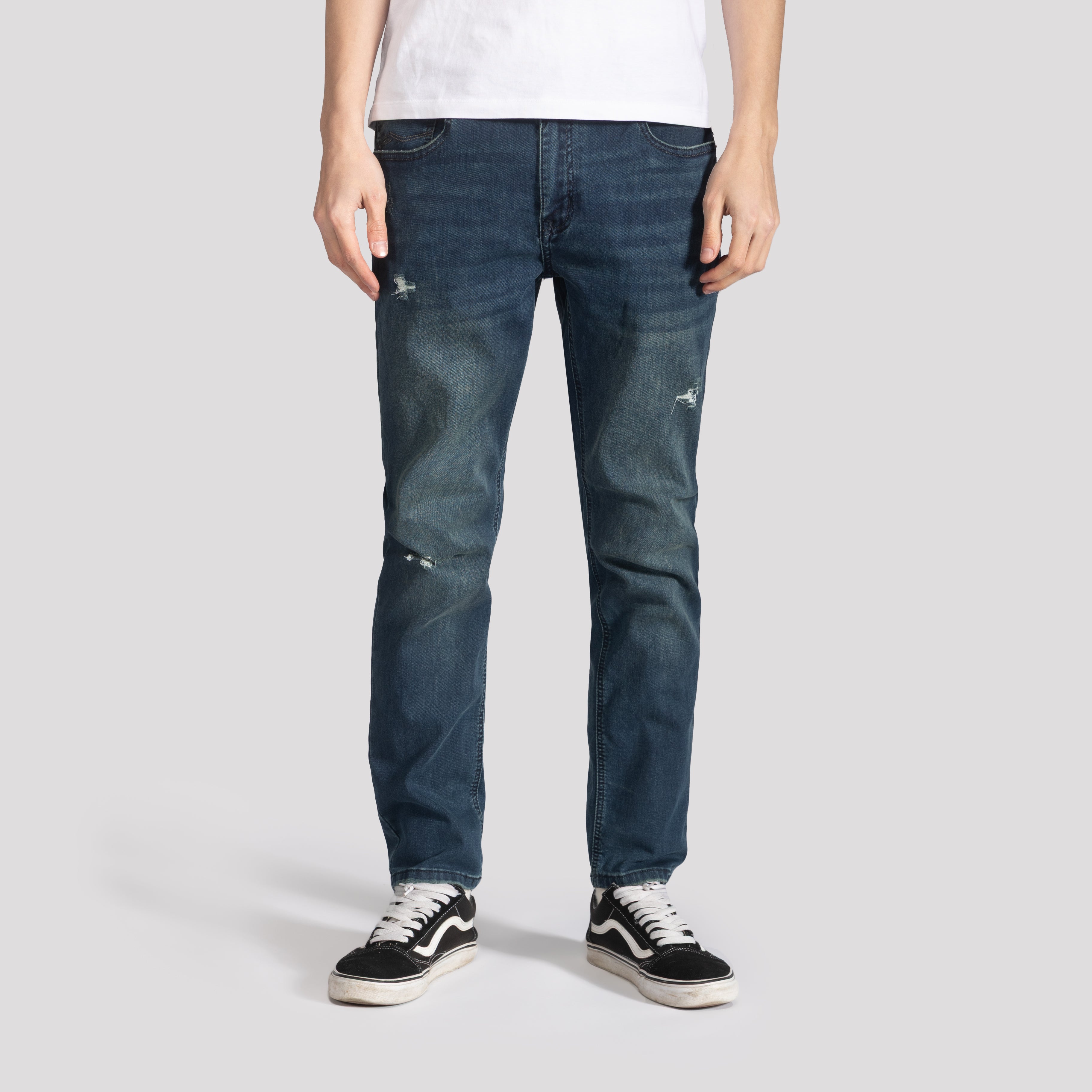 Lightly Ripped Knit Skinny Jeans - XIOS