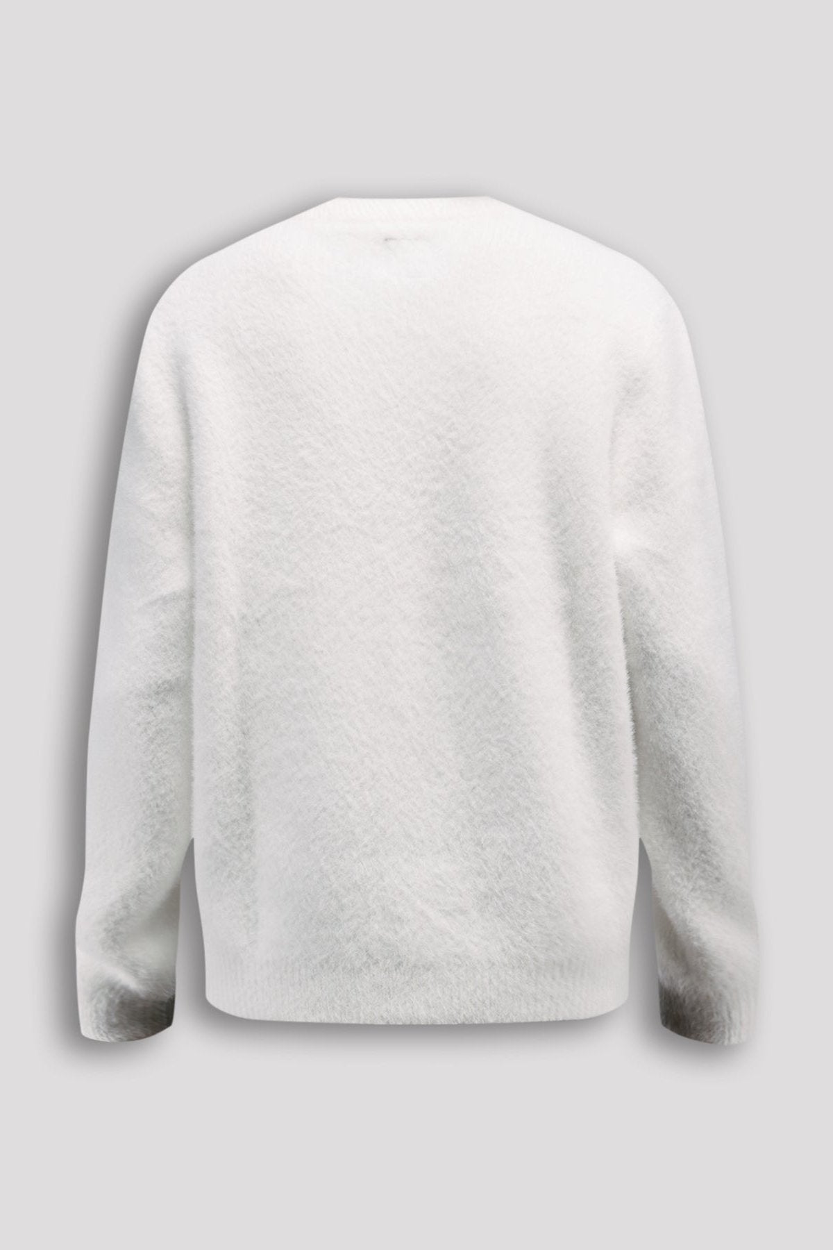 Fluffy white sweatshirt sale