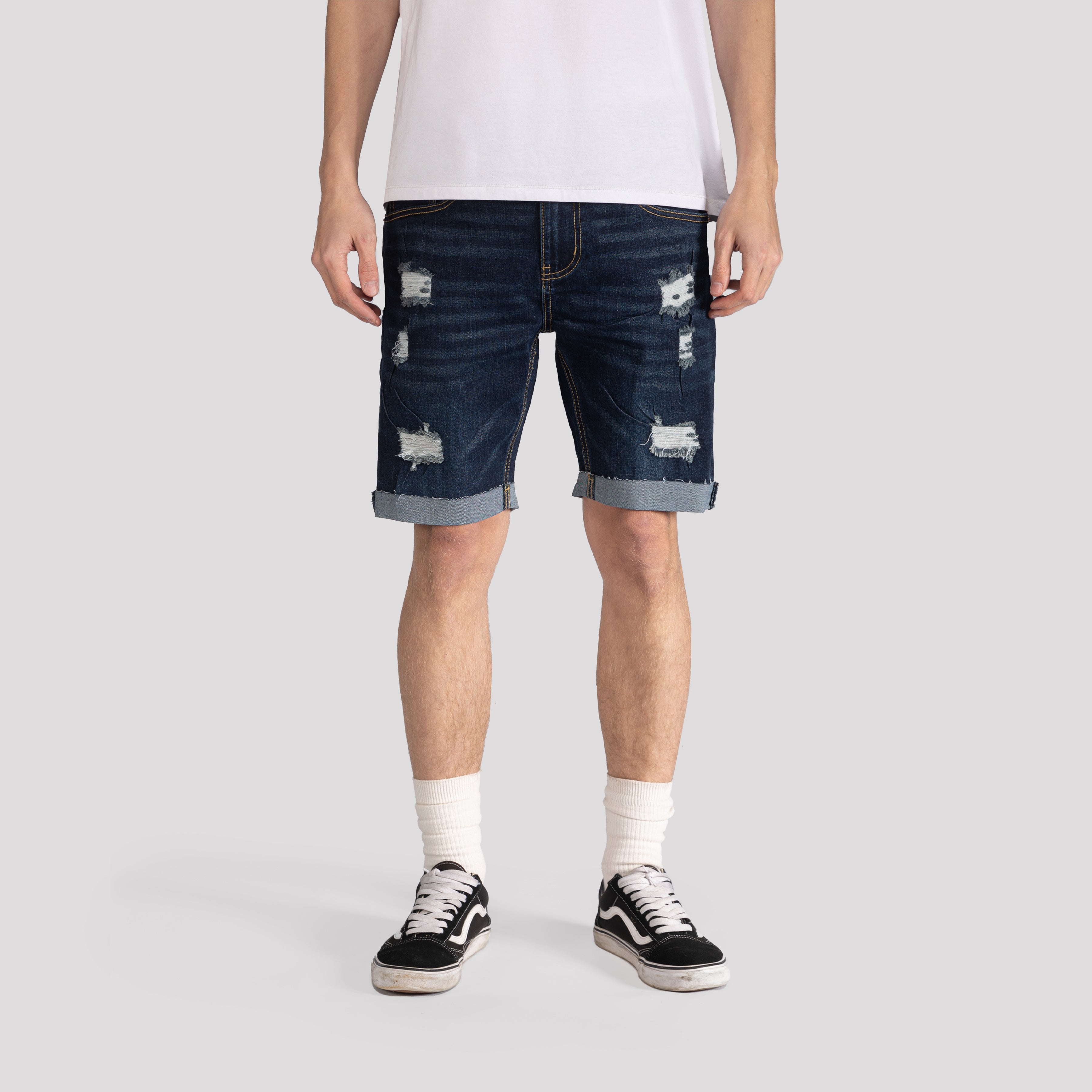 Slightly Ripped Denim Shorts - XIOS