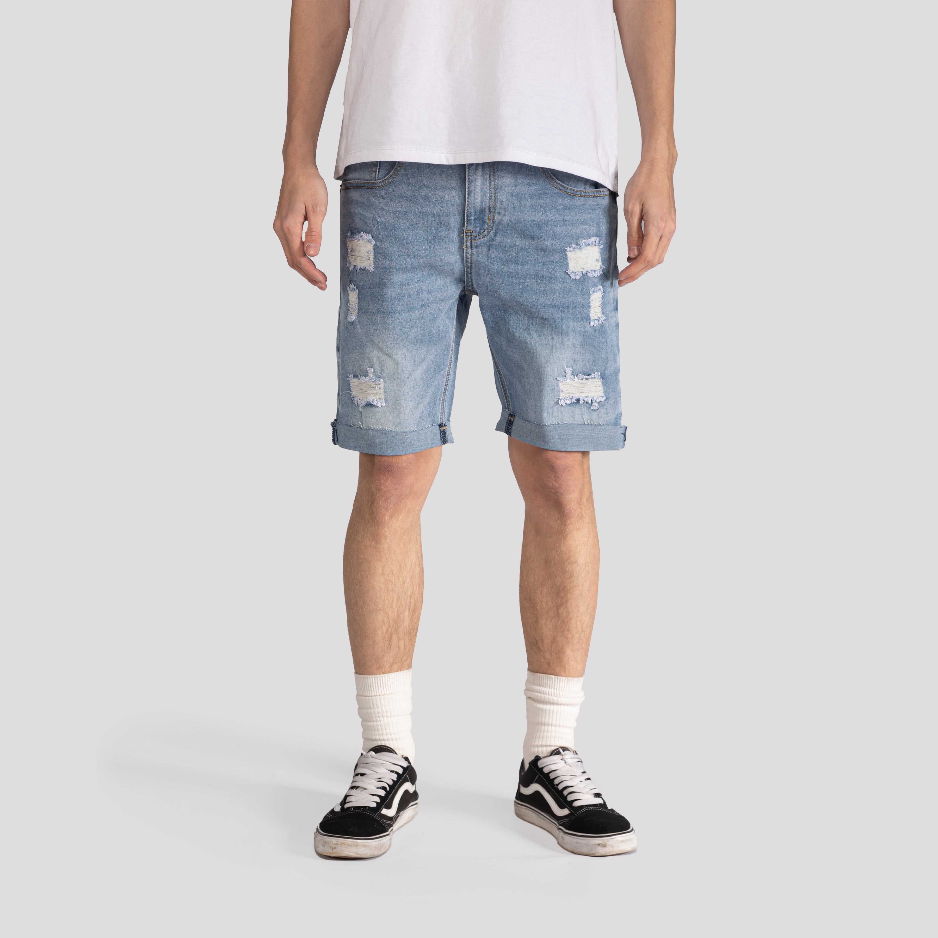 Slightly Ripped Denim Shorts - XIOS