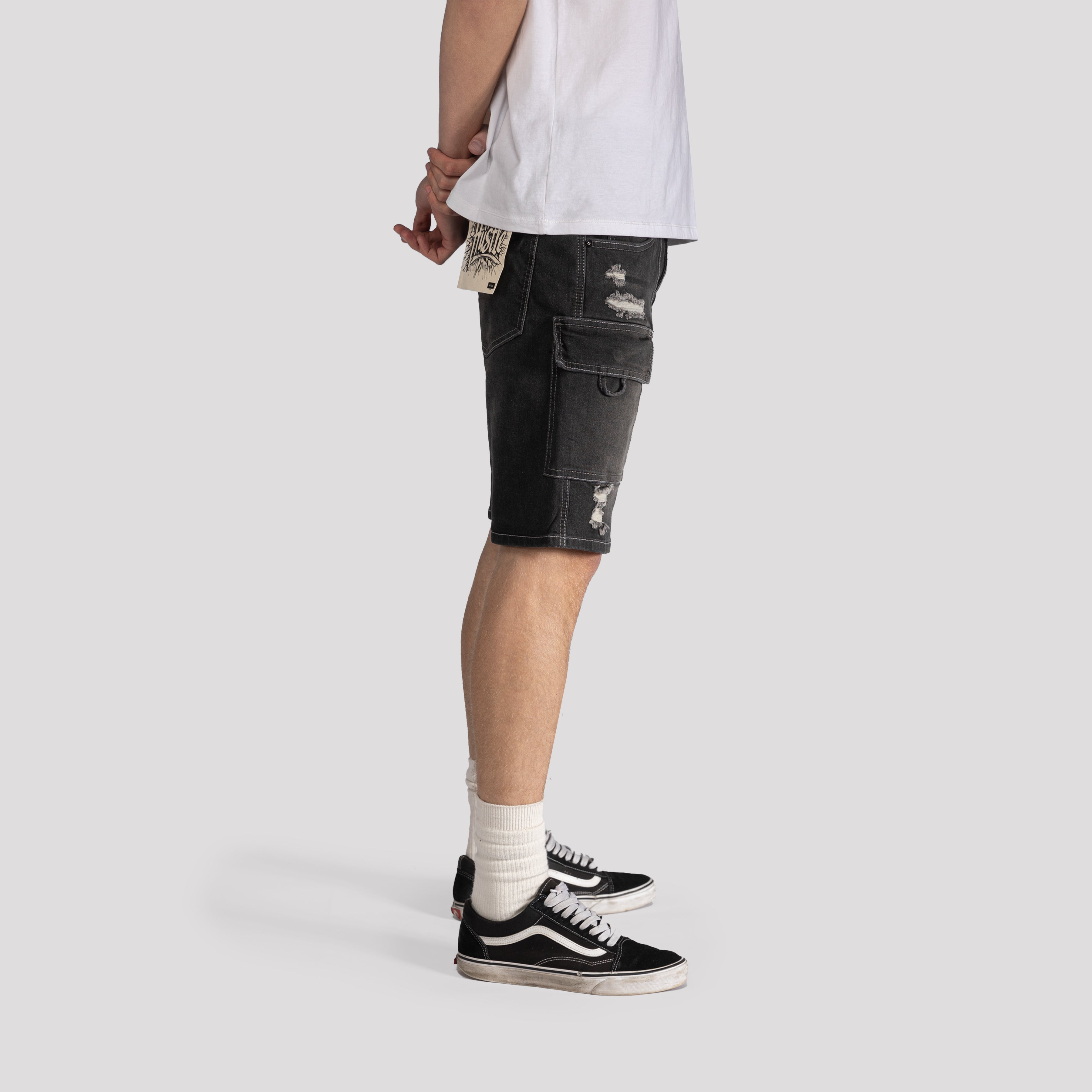 Ripped Cargo Denim Shorts - XIOS