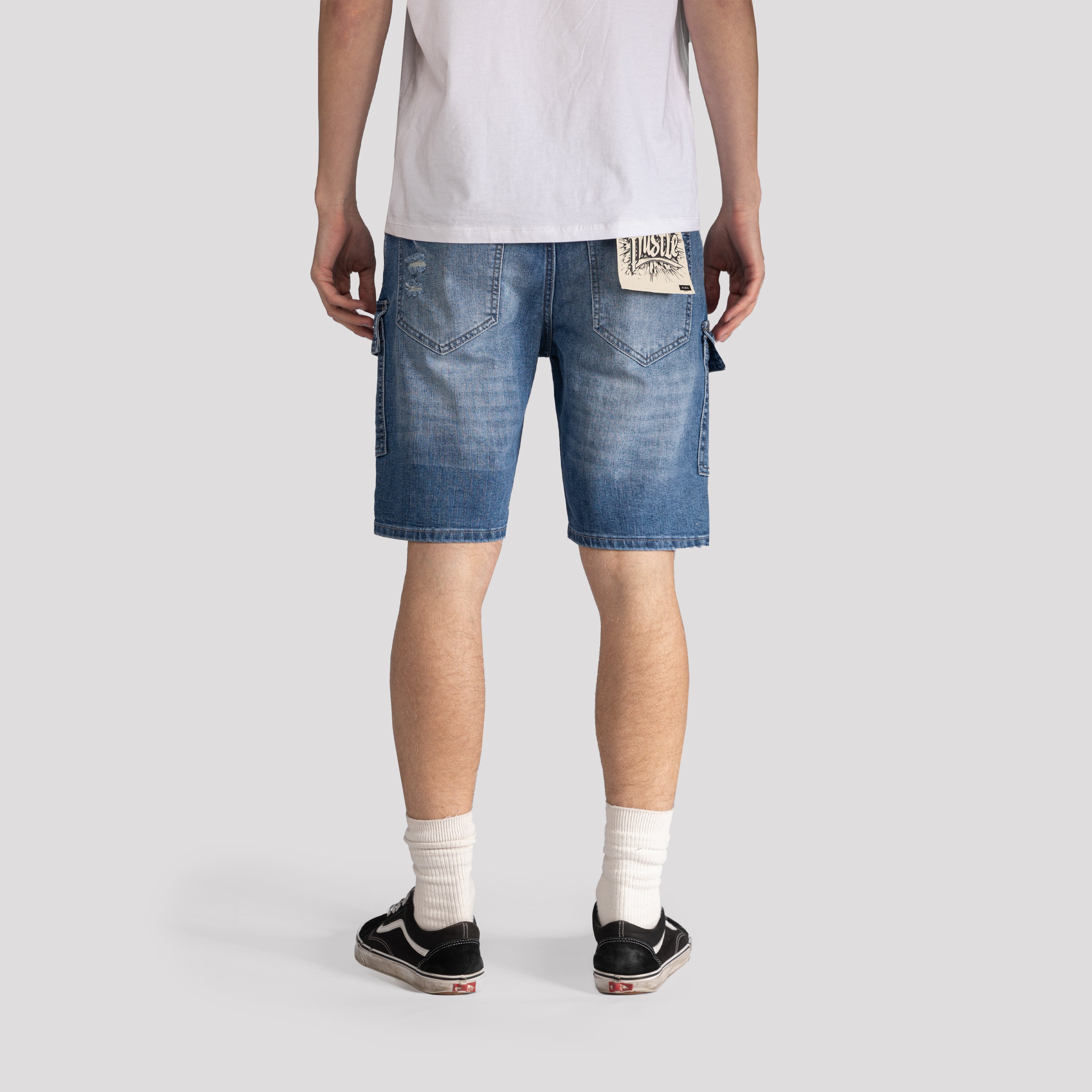 Ripped Cargo Denim Shorts - XIOS