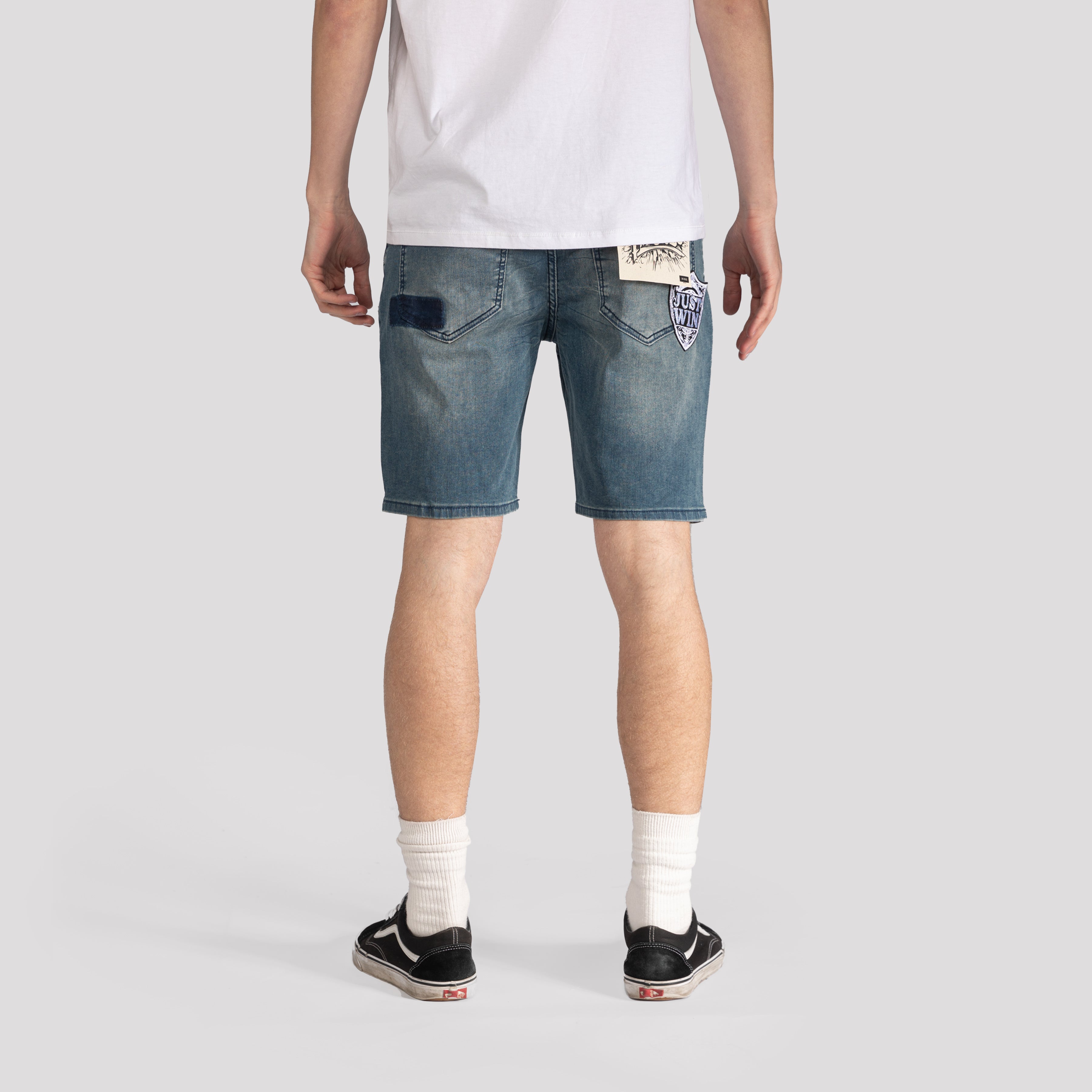 "Superior" Patch Denim Shorts - XIOS