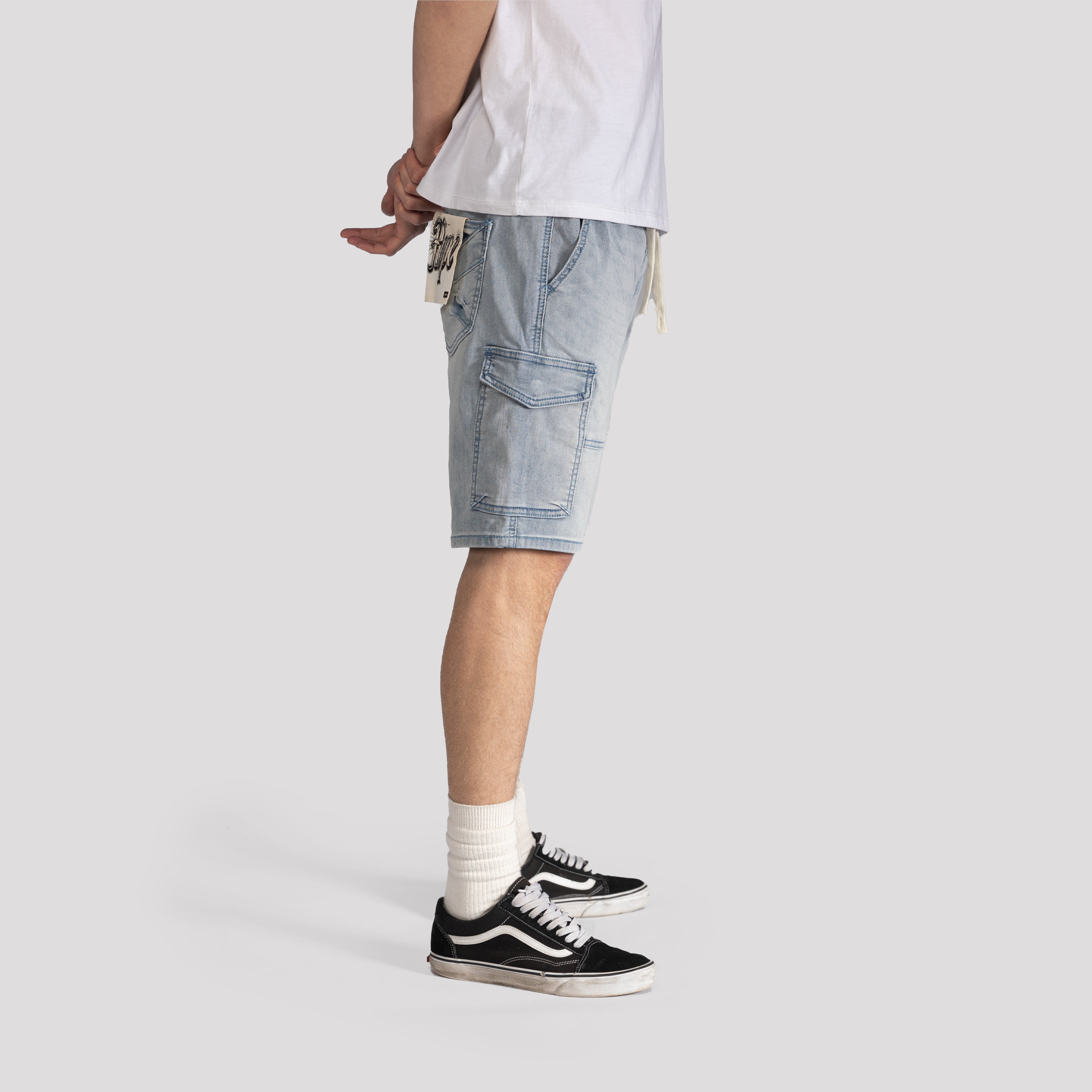 Knit Cargo Denim Shorts - XIOS