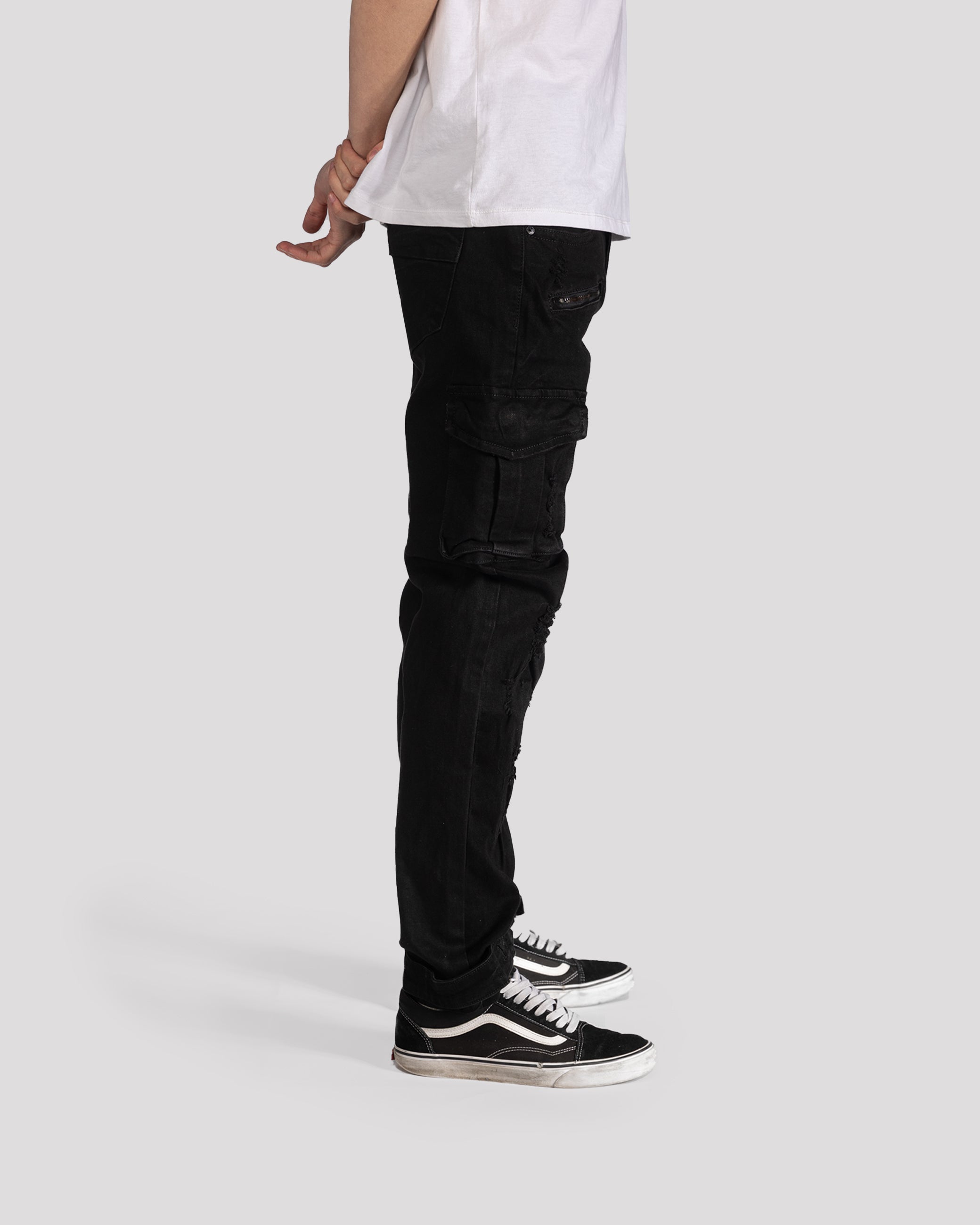 Ripped Skinny Cargo Jeans - XIOS