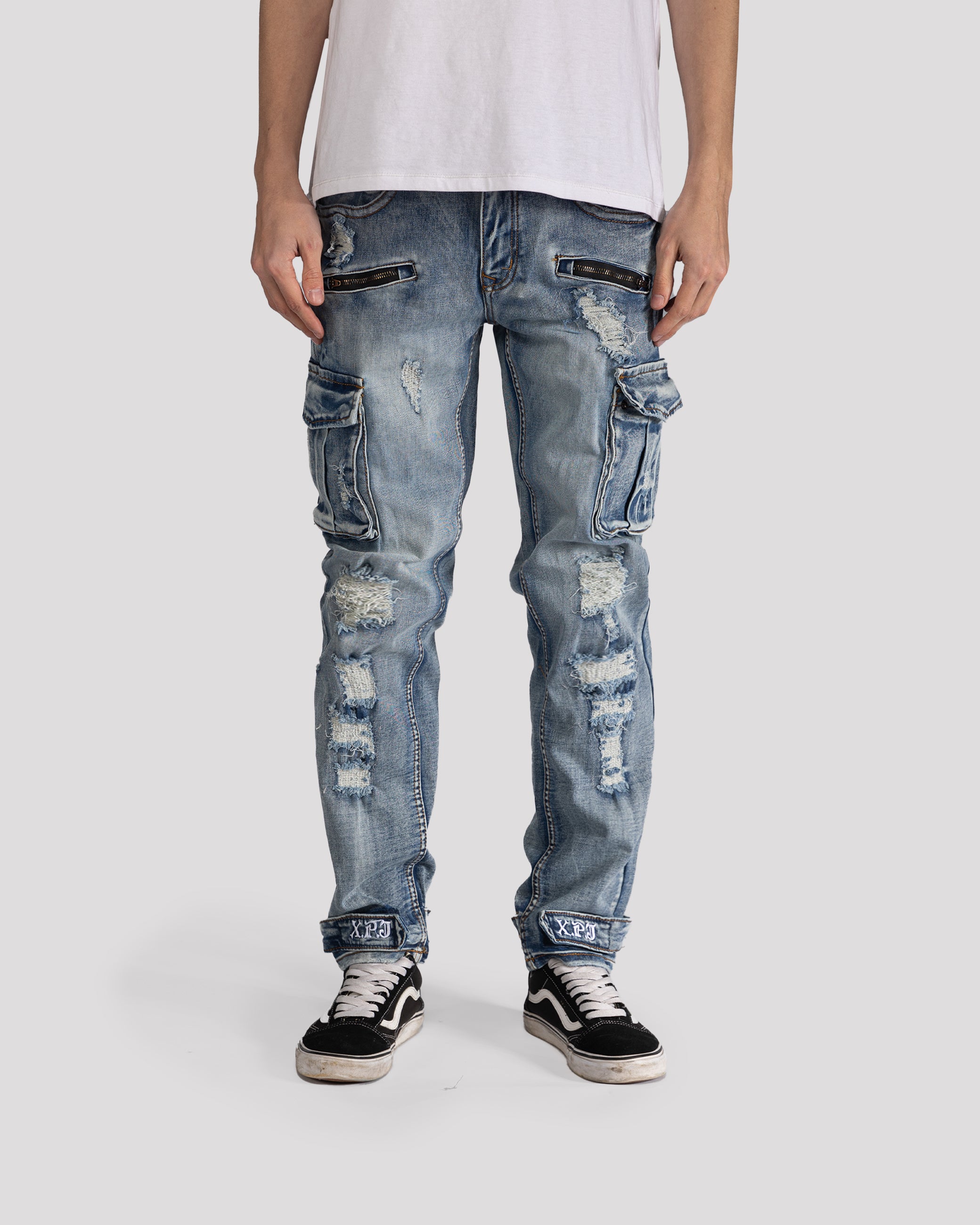 Ripped Skinny Cargo Jeans - XIOS