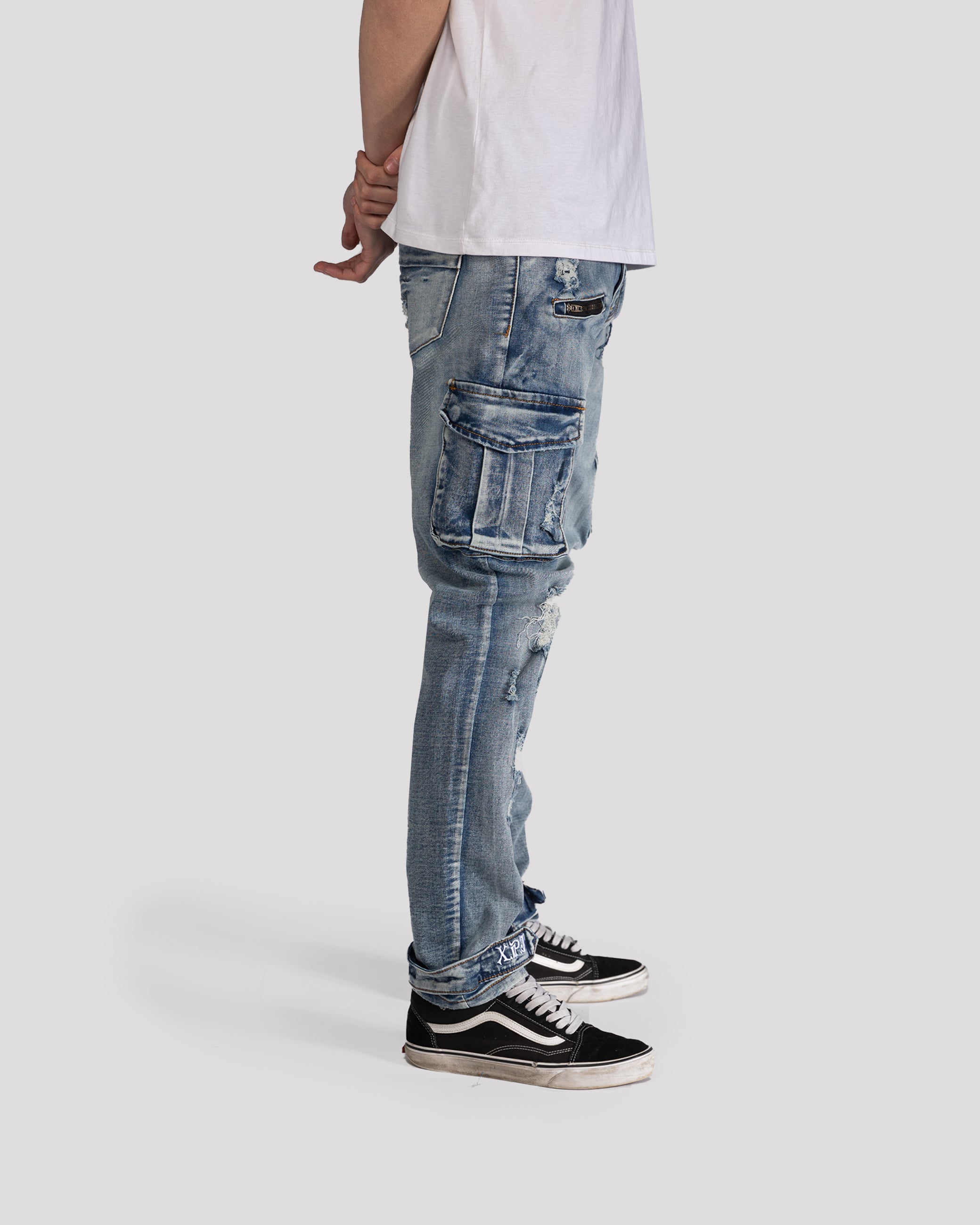 Ripped Skinny Cargo Jeans - XIOS