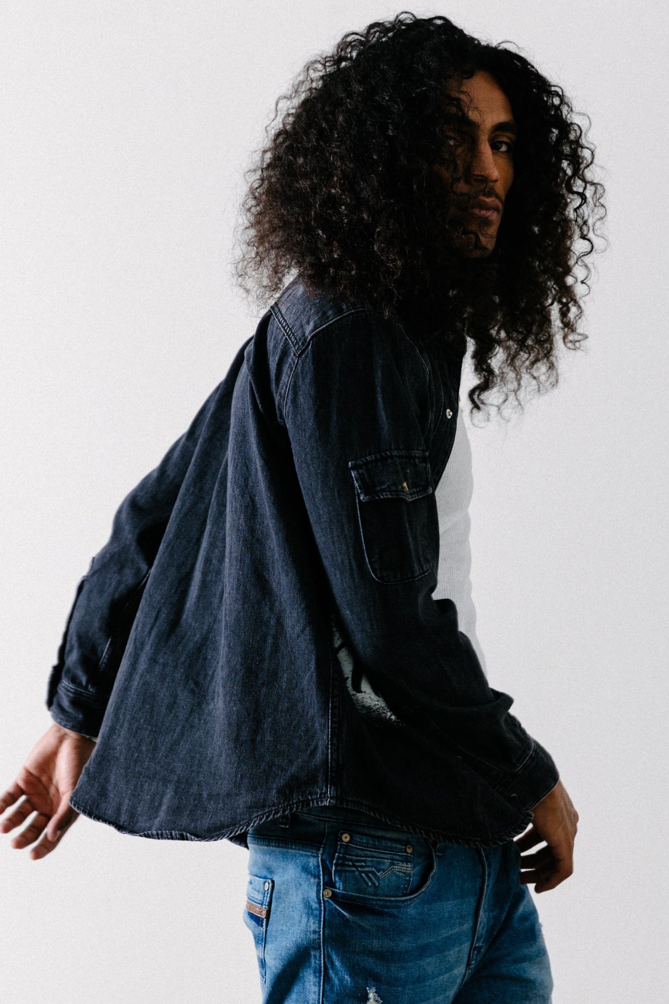 "Bold" Denim Long Sleeve Button Down