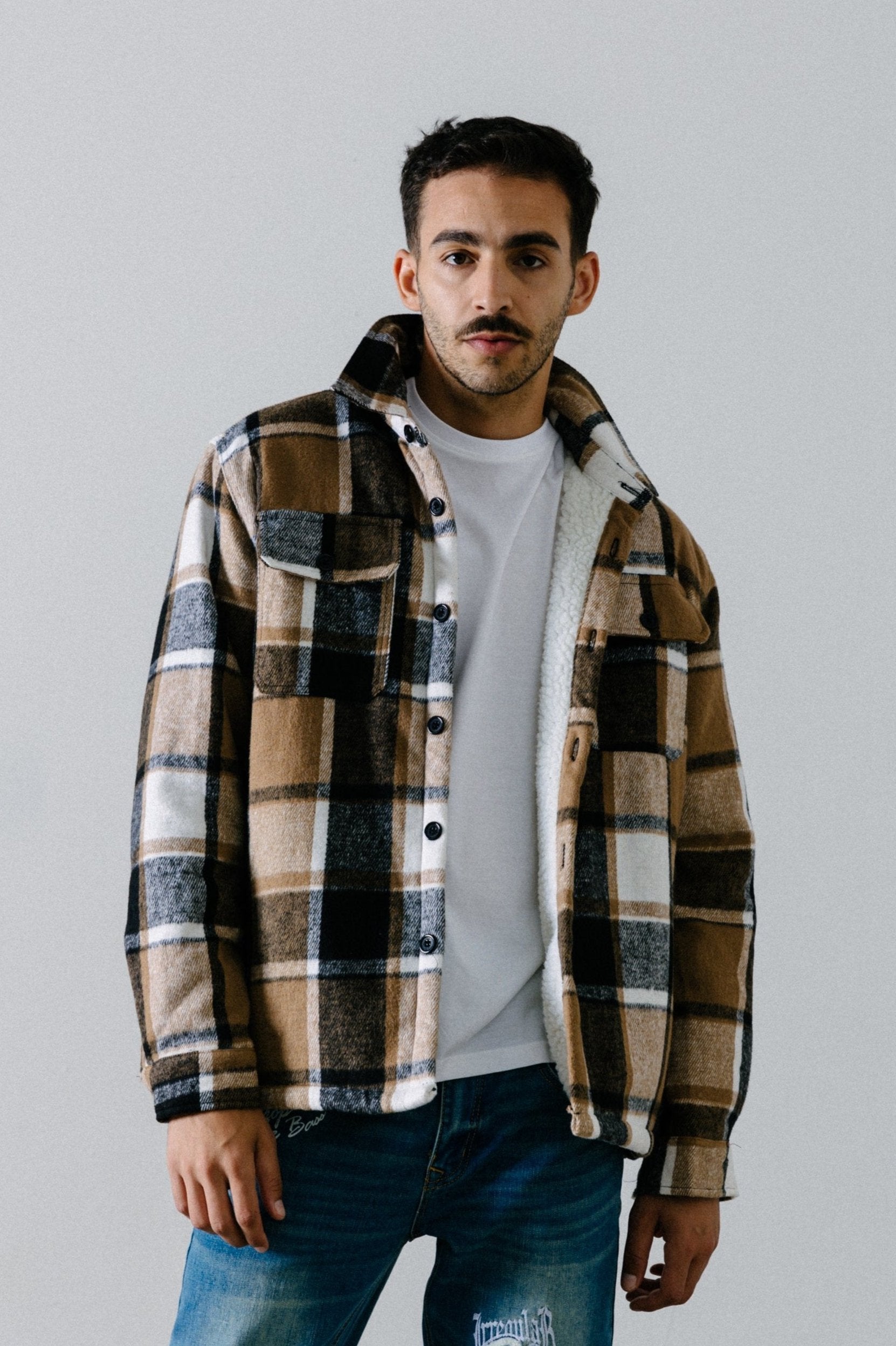 Flannel Faux Fur Jacket