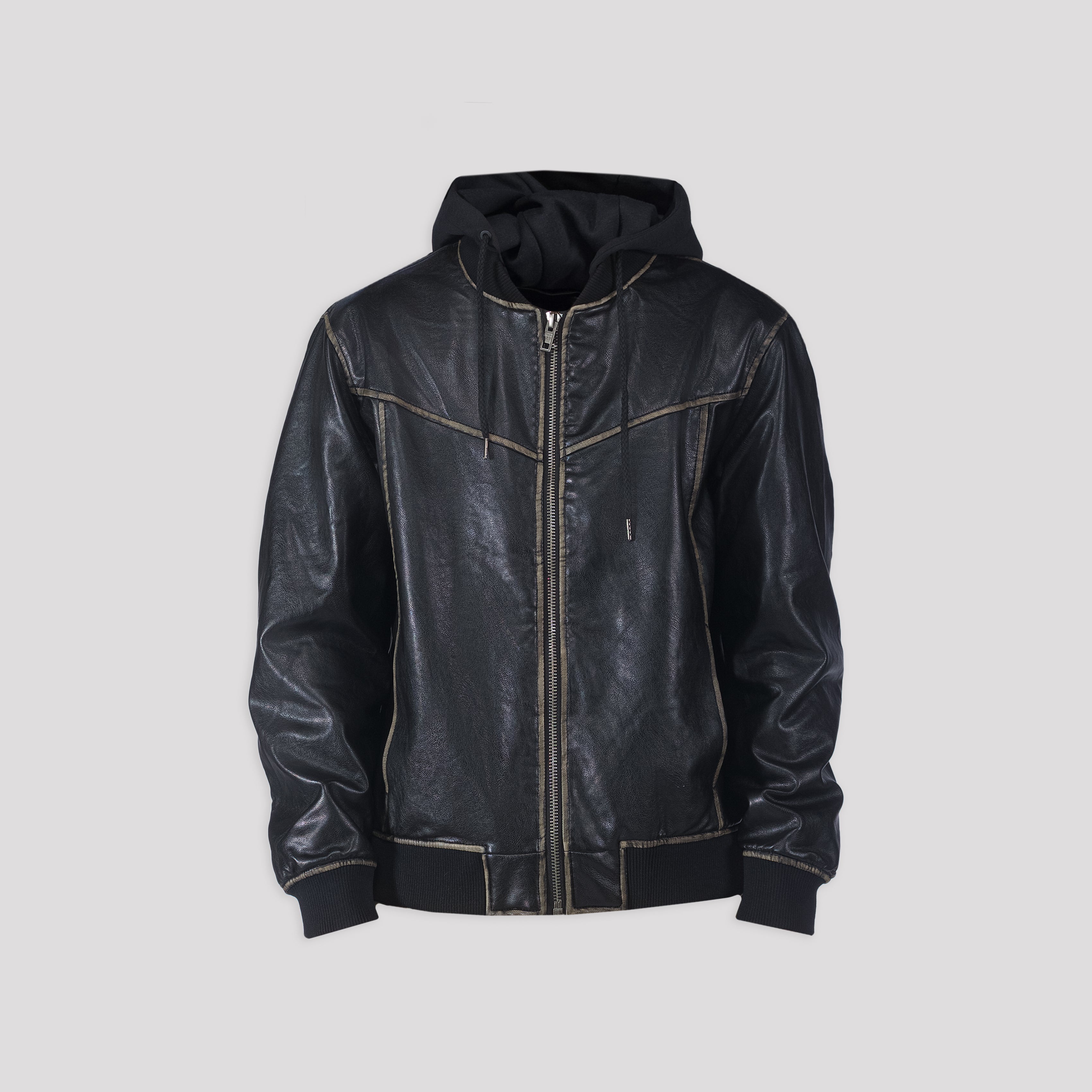 Hooded Leatherette Jacket