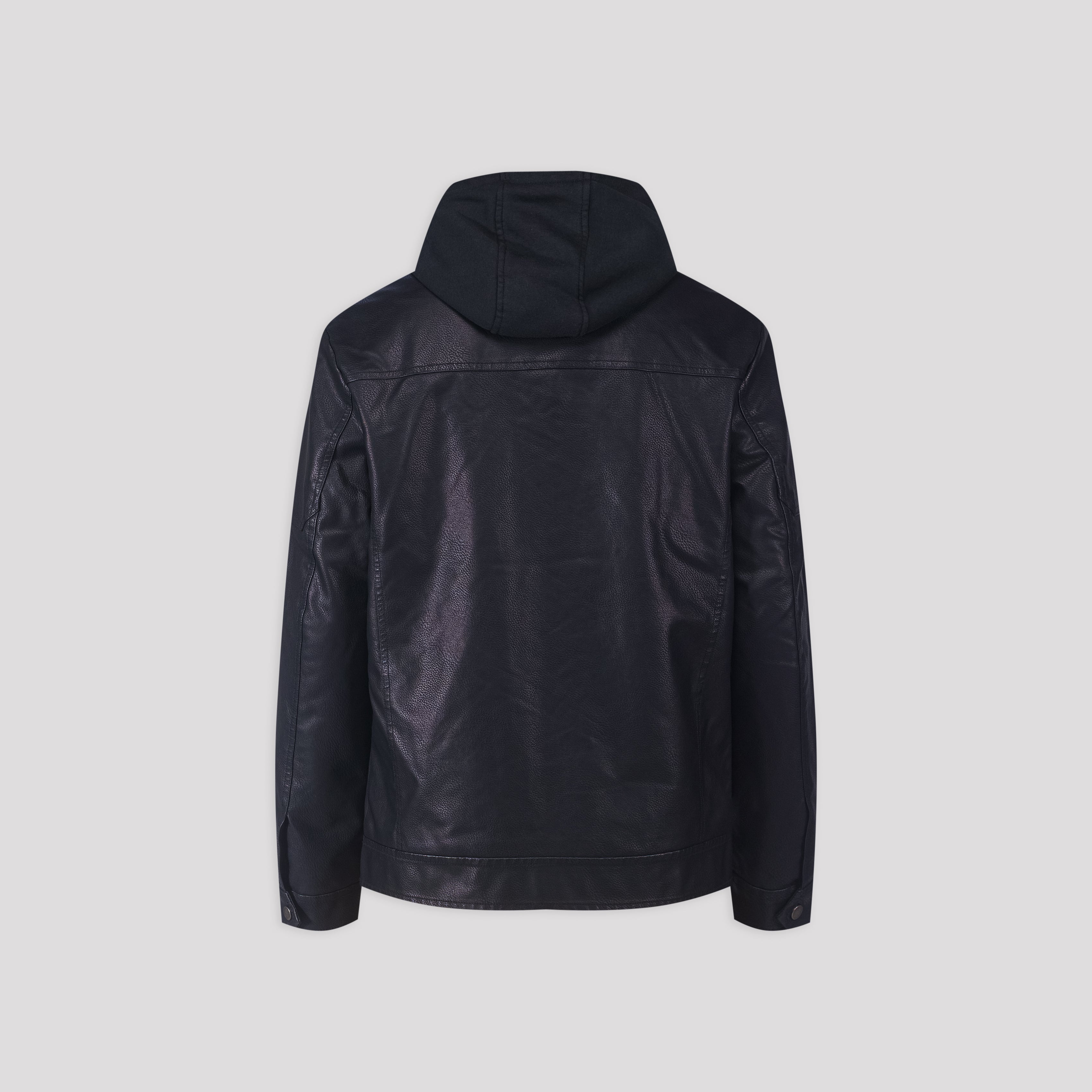 Hooded Leatherette Biker Jacket