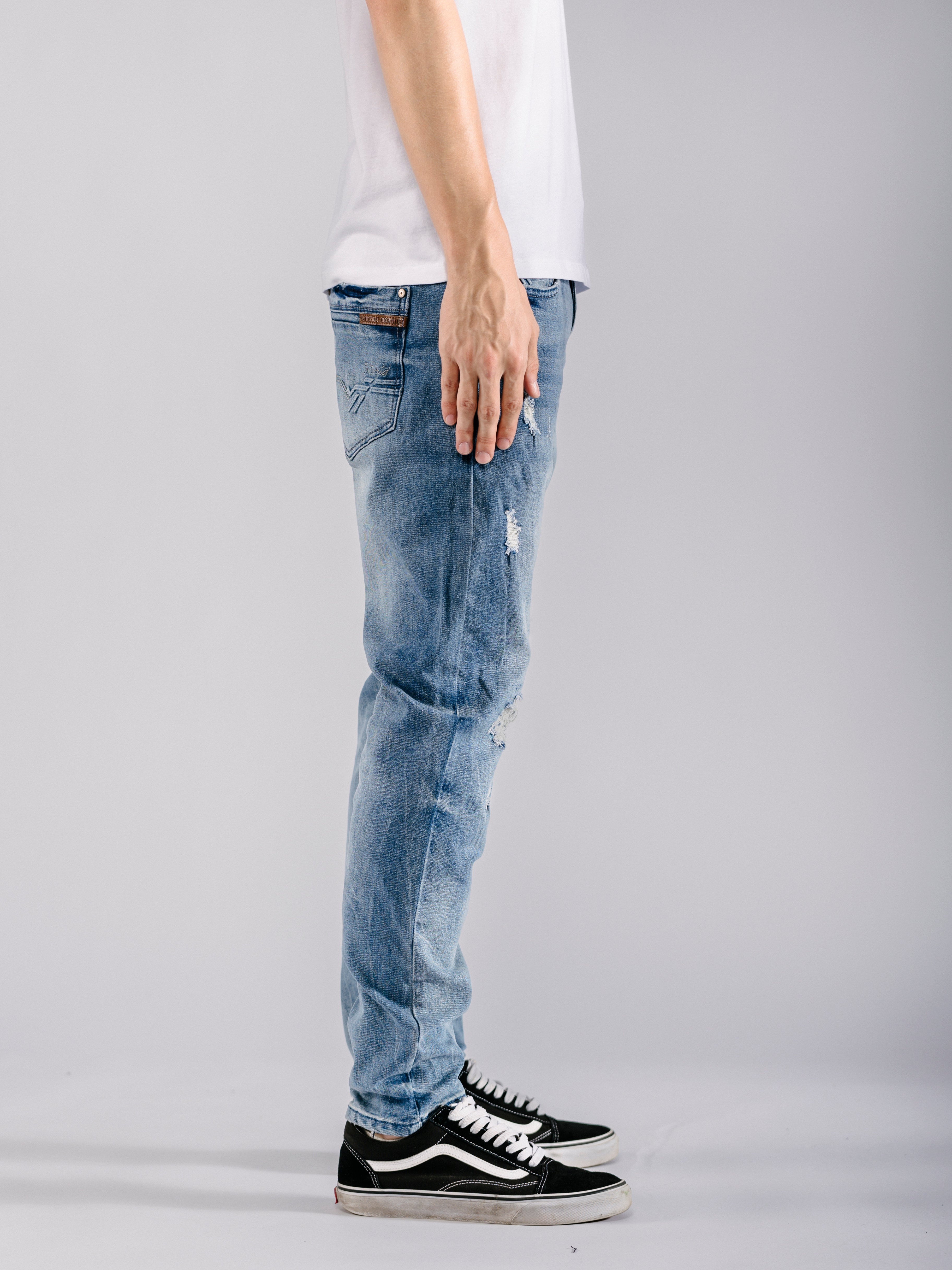 ★BADBLOOD★ Billy Track Bermuda Jeans Exhaust Fit Blue Billy Track Jeans Exhaust Fit - Black/Blue Billy Track
